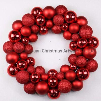 Red Plastic Ball Wreath Christmas Decoration