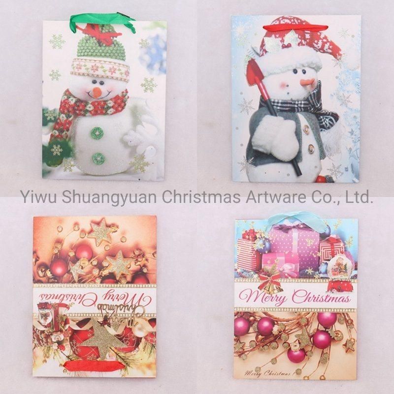 Christmas Paper Gift Bag with Snowman for Holiday Wedding Party Decoration Supplies Hook Ornament Craft Gifts