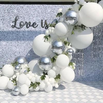 5 in 10 in 12 in 18 in Party Pear White Maca Balloons 125 PCS Pastel White Christmas Party Decoration 4D Silver Foil Balloon Arch Garland Kit