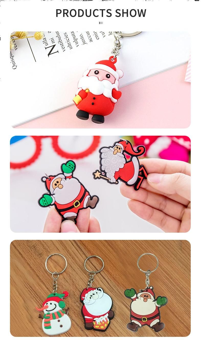 Christmas Decoration Gift Cartoon Key Pendant Silicone Christmas Themed Keychains