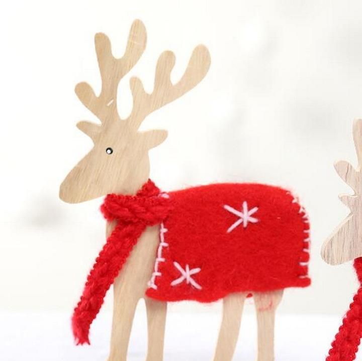 Wooden Pashm Christmas Elk Showcase Decoration