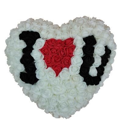 PE Foam Rose Heart Shaped Mould Bear with Heart Artificial Rose for Valentine&prime;s Day Gift