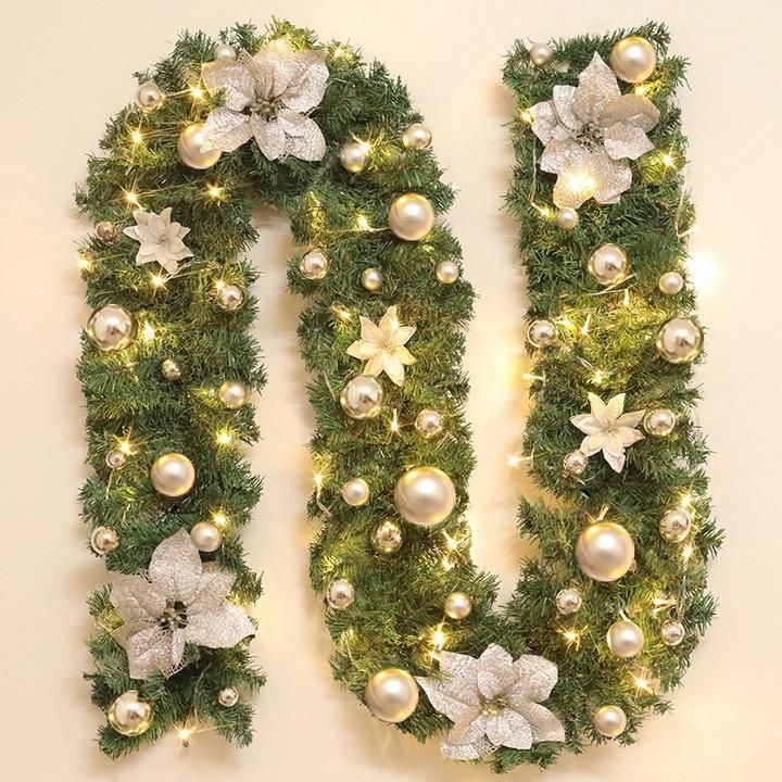 Hot Sale Prelit LED Luxurious Decorated PVC Wreath Garland Christmas Decoration with Lights