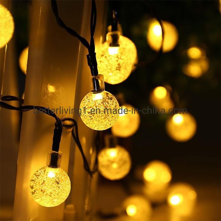 Garden Decor 30 Bulbs 6.5m Waterproof Christmas Outdoor Decor Flexible Round Fairy Solar Powered LED String Light