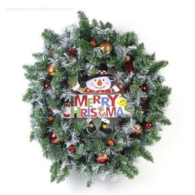 New Design White Snow Wreath Merry Christmas Decorated Artificial Garland