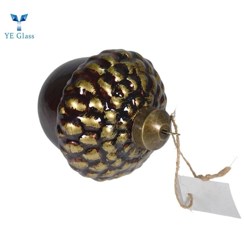 Customized Pine Cone Shape Borosilicate Glass Balls for Christmas Tree Decoration