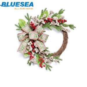 50cm Small Red Fruit Ribbon Half Ring PE Christmas Wreath
