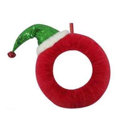 Red Santa Hat Ornament Christmas Wreath New Year Hanging Decoration