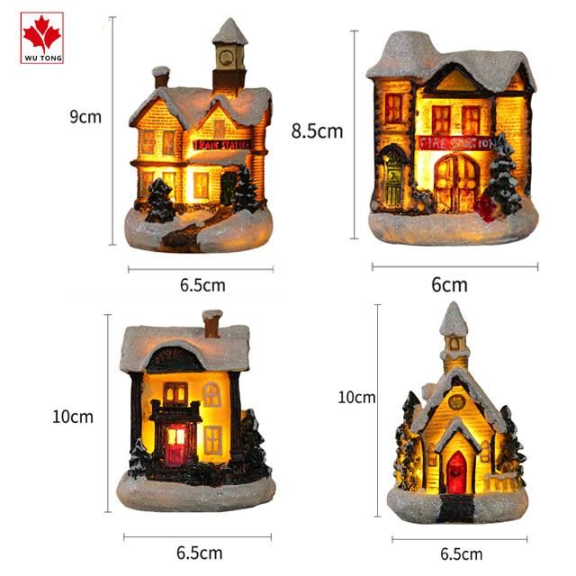 New Amazon Hot Sale Holiday Souvenirs Mini House Status Models Resin Christmas Village Set for Home Decoration