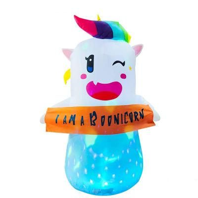 Cute Halloween Decorations Inflatable Unicorn Yard Disco Light Outdoor Ghost