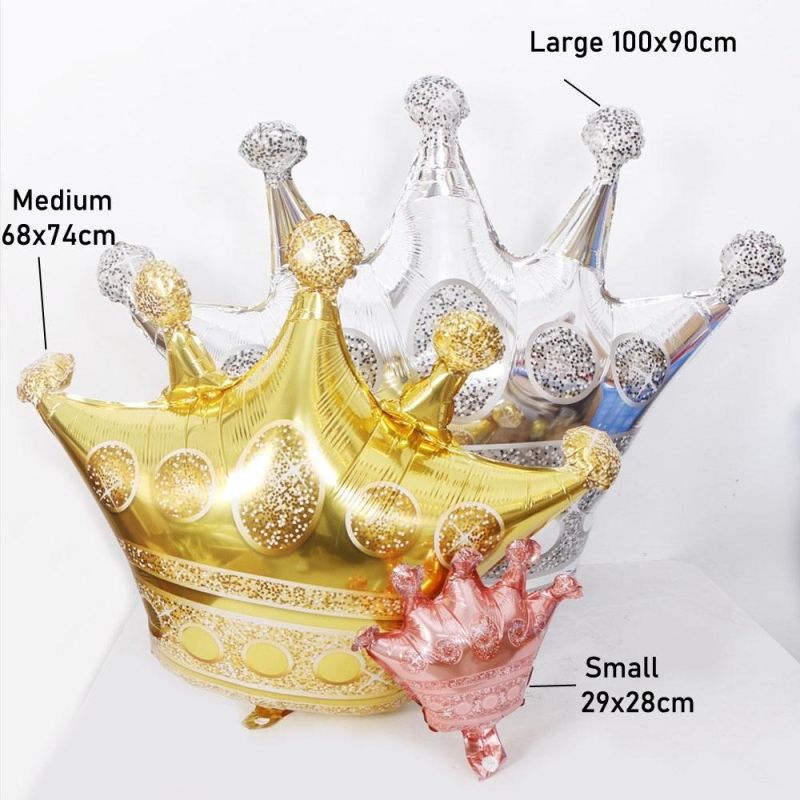 Large Medium Small Balloon Party Decoration Gold Crown Foil Balloons