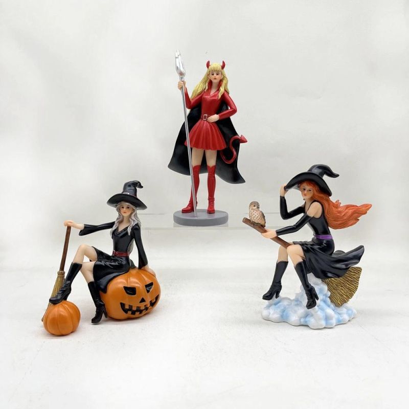 Halloween Decoration Gift Resin Craft Factory Wholesale Pretty Witch Figurine