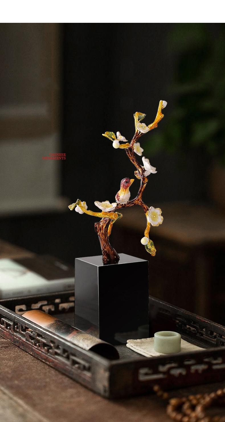 Chinese Bathroom Accessories Set Zinc Alloy Plum Blossom Tree Decorations House Rustic Ornaments