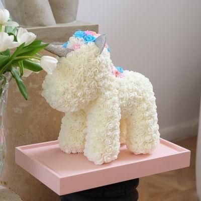 2020 Hot Sale Teddy Bear Unicorn Rose Soap Foam Artificial Flower Toy Christmas Valentine&prime;s Day Gifts for Girl