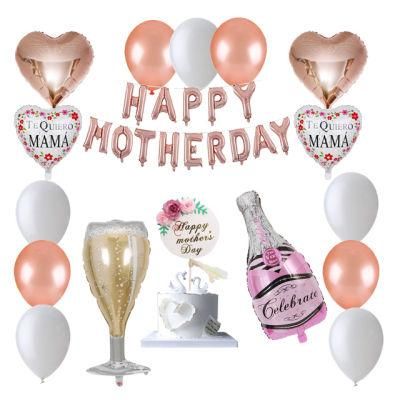 Hot Sale Champagne Bottle Happy Mother&prime; S Day Showsea Wine Glass Celebrate Best Mom Party Decoration Sets