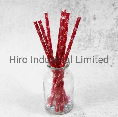 Eco-Friendly Biodegradable Paper Straw with Colorful Christmas Party Decoration Straws
