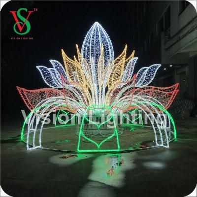 3D Outdoor Christmas Decorations Sculpture LED Rope Fountain Motif Light