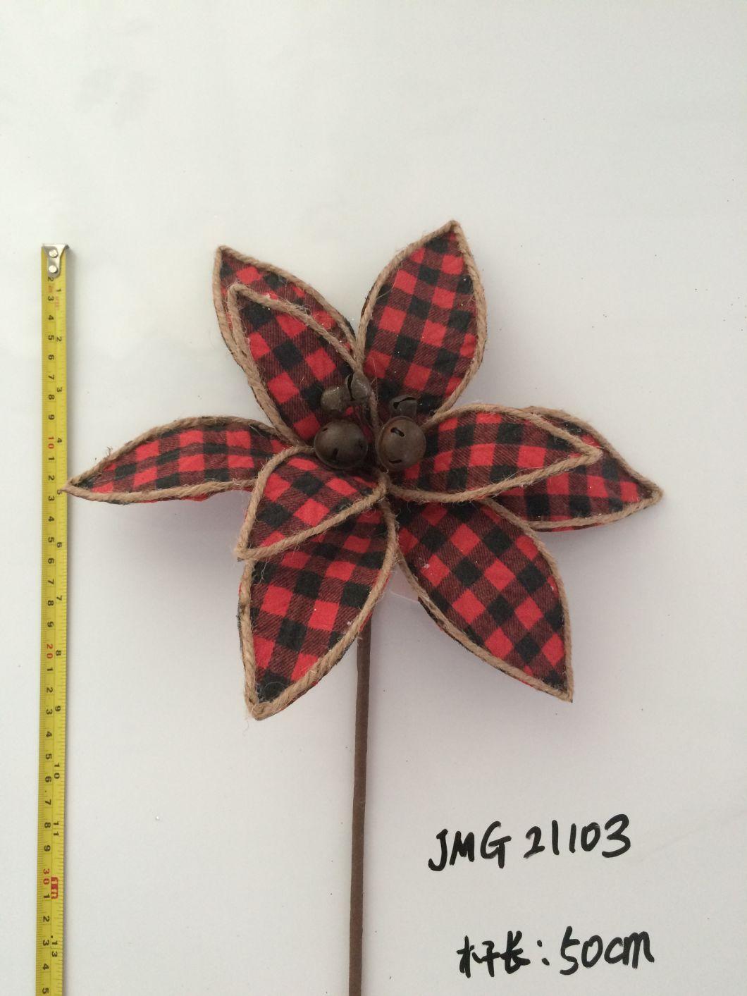 Ytcf103 Plaid Cloth Christmas Decor Flower with Cheap Price