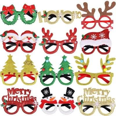 Christmas Decorations for Home Decor New Year Glasses Gifts for Children Santa Claus Deer Snowman Christmas Ornaments Glasses