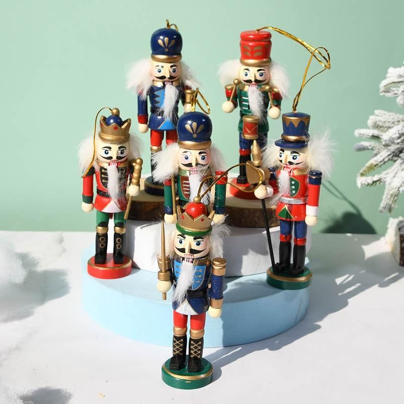 Nutcrackers Hanging Ornament Figures - Christmas Mini Wooden King and Soldier Nutcracker