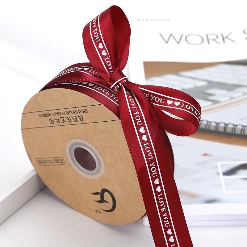 Customized Decoration Christmas Valentine′ S Day Packaging Webbing 2.5 Cm Printed Ribbon Gift Box Ribbon