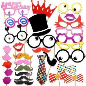 31PCS Birthday Photo Booth Props Birthday Party Supplies Favors