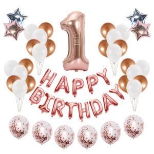 1st Girl Party Decorations 1 Years Old Rose Gold Anniversary Supplies