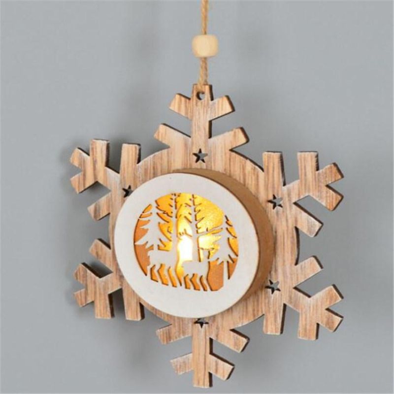 Christmas Tree Ornament Pendants Wooden MDF Craft Hanging Village Houses