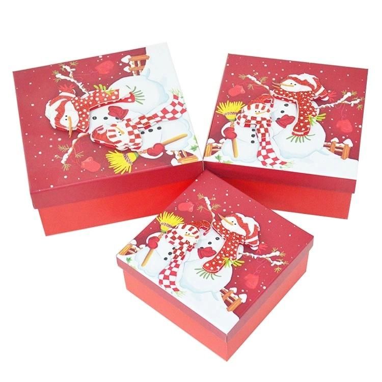 Best Selling Products Christmas Candy Gift Box Christmas Pattern Printing Red Paper Box