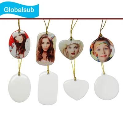 Wholesale Sublimation Blank Ceramic Ornament with Christmas Tree Pendent