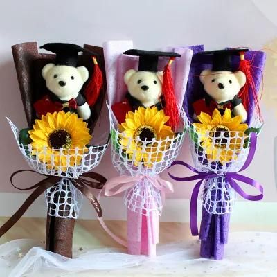 Congrats Grad Gift Graduation Bear Teddy Graduation Bouquet Rose Flower Bear Party Decorations Supplies Favor