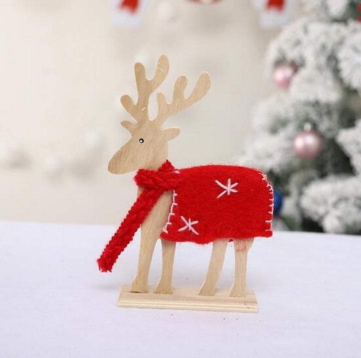 Wooden Pashm Christmas Elk Showcase Decoration