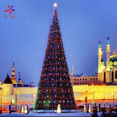 10m Strong Built Artificial Tinsel LED Lighted Christmas Tree PVC