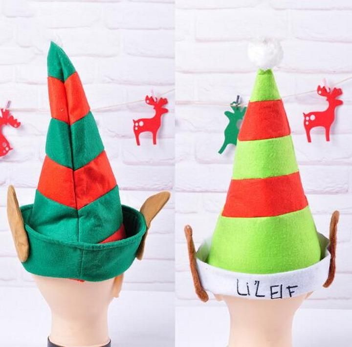 European and American Non-Woven Christmas Ornaments Spliced Elf Hat