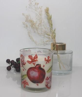 Christmas Factory Popular Glass Scented Candle with Decal Paper