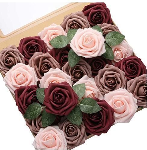 Amazon Artificial Flowers Foam Roses 25PCS Real Looking Fake Roses with Stems for DIY Wedding Bouquets Centerpieces Baby Shower Party Home Decorations