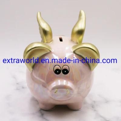 Custom Logo Figure Design Ceramic Money Saving Box Piggy Bank