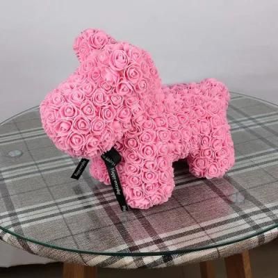 Factory Directly Supply Rose Dog Top Quality Foam Rose Bear for Valentine Day Birthday Gift