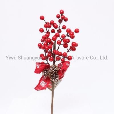 40cm Plastic Artificial Christmas Branch Decoration with Flower Leaf Pinecone Snow Red Berry