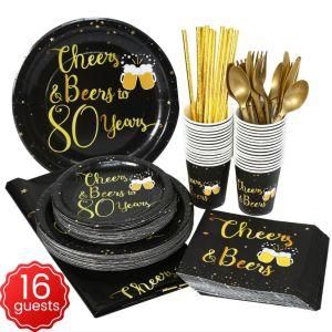 Black Gold Party Disposable Tableware Cups Plates Birthday Party Supplies