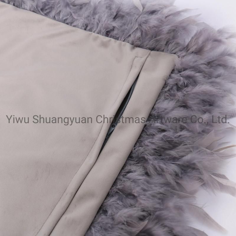 New Design Christmas Bolster Pillow with Feather for Holiday Wedding Party Home Decoration Hook Ornament Craft Gifts