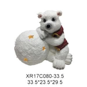 Quanzhou Factory Sales Resin Bear Craft Polyresin Christmas LED Light