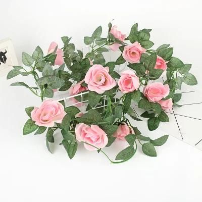 6.7 FT Rose Vine Flowers Plants Artificial Flower Hanging Rose IVY Home Hotel Office Wedding Party Garden Craft Art D&eacute; Cor Pink