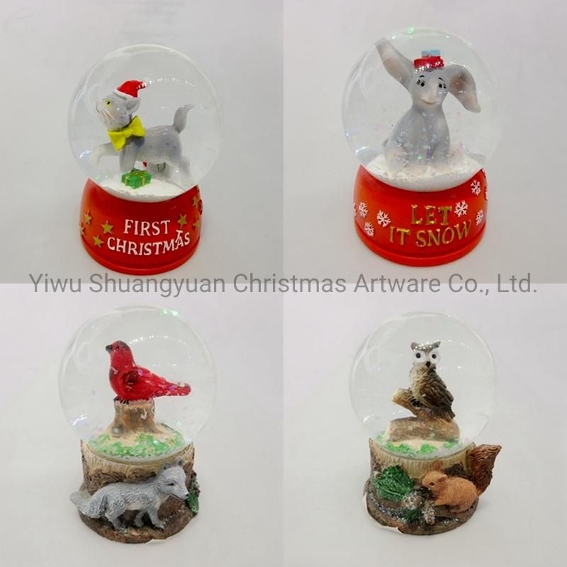 Christmas Snow Globe Deer with Music Decor for Holiday Wedding Party Decoration Supplies Hook Ornament Craft Gifts
