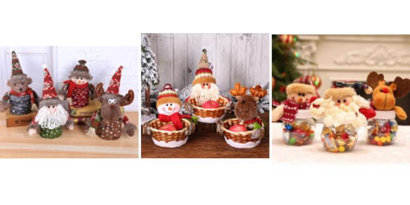 Christmas Decorations New Grid Creative Cartoon Three-Dimensional Gift Candy Box Round Five Star Doll Candy Jar