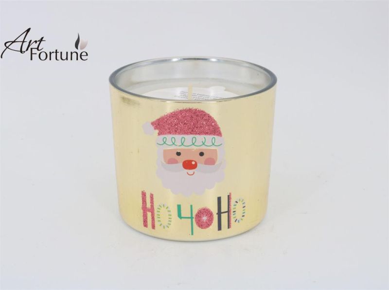 Christmas Gift Santa Electroplate Glass Scented Candle for Home Decoratio