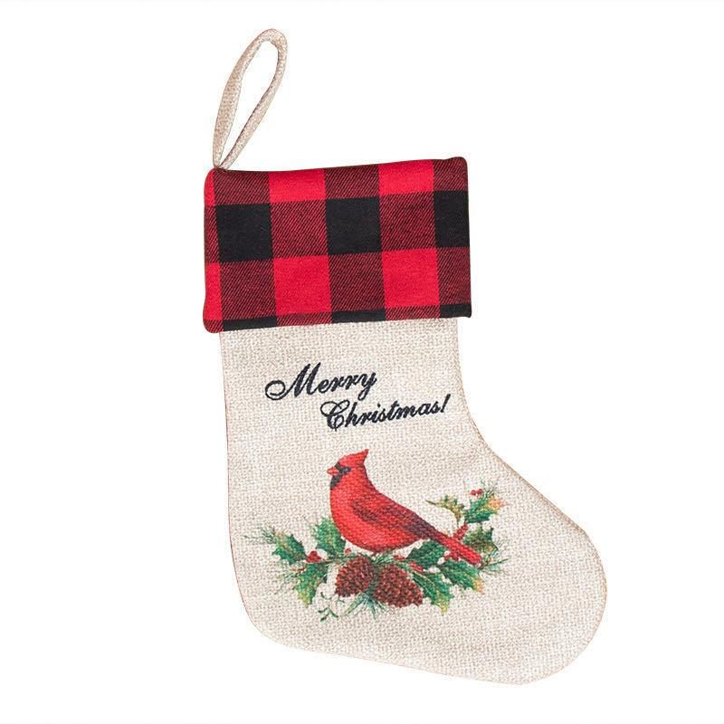 2020 Christmas Stocking Gift Bag Christmas Decoration Linen Christmas Stocking Christmas Pendant Gift Amazon Hot Sale