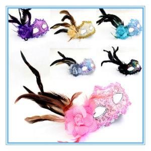 Halloween Ball Party Feather Flower Mask of Venice Princess Side Hair Mask