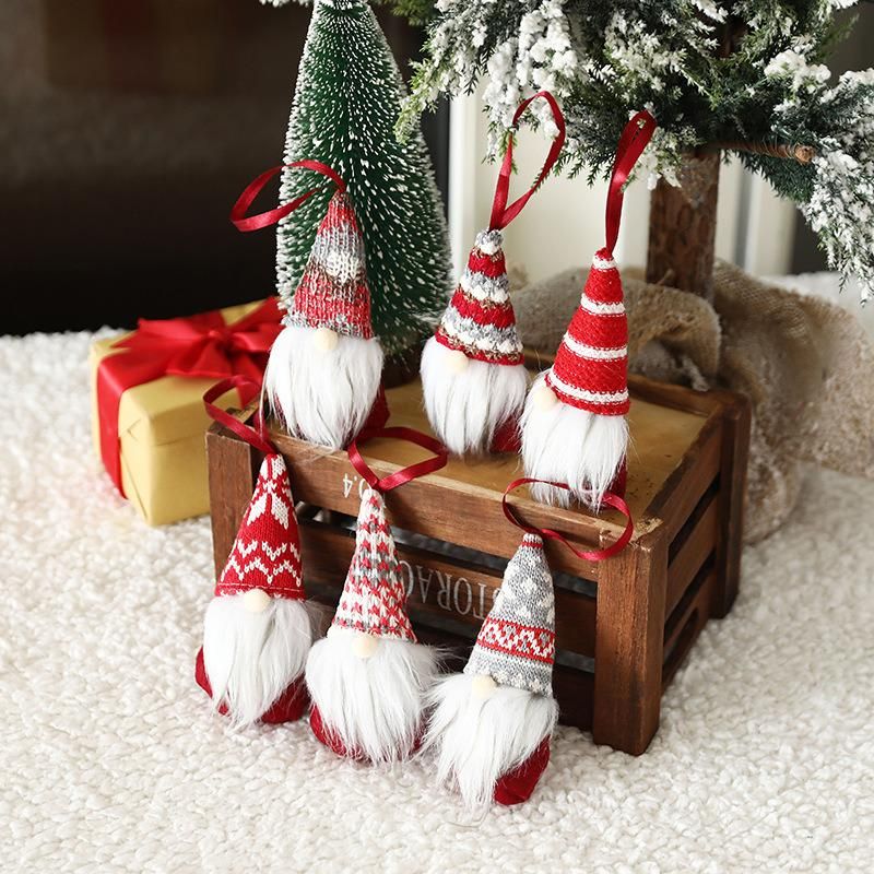 Cross-Border New Christmas Decorations Mini Cute Faceless Rudolph Doll Pendant Christmas Tree Pendant Set of Six