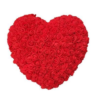 Handmade Valentine Day Wedding Gift Artificial Rose Flower Heart Shaped Foam Rose Heart for Love